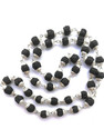 Vivity Mahakal Shivji Natural Himalaya Black Beads Simple Mala Original Silver Plated Brass, Copper Chain