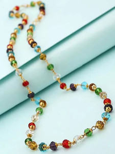 vivity multi color maharaja crystal ratna mala crystal gold-plated plated brass copper chain
