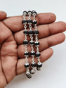 Vivity Original Karungali Malai 8mm 54 Ebony Wooden Black Beads Mala Silver Plated Brass, Copper Chain