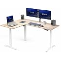 VIVO Light Wood 63 x 47 in Corner Standing Desk, DESK-E3CTWC-47
