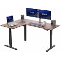 VIVO Dark Walnut 63 x 47 in Corner Standing Desk, DESK-E3CTD-47