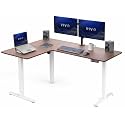 VIVO Dark Walnut 63 x 47 in Corner Standing Desk, DESK-E3CTWD-47