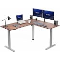 VIVO Dark Walnut 63 x 55 in Corner Standing Desk, DESK-E3CTGD