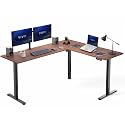 VIVO Dark Walnut 75 x 63 in Corner Standing Desk, DESK-E3CTD-75