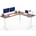 VIVO Dark Walnut 75 x 63 in Corner Standing Desk, DESK-E3CTWD-75