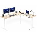 VIVO Light Wood 75 x 63 in Corner Standing Desk, DESK-E3CTC-75