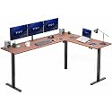 VIVO Dark Walnut 84 x 63 in Corner Standing Desk, DESK-E3CTBD-84