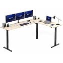 VIVO Light Wood 84 x 63 in Corner Standing Desk, DESK-E3CTBC-84