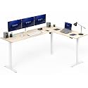 VIVO Light Wood 84 x 63 in Corner Standing Desk, DESK-E3CTWC-84