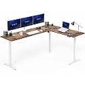 VIVO Rustic Vintage Brown 84 x 63 in Corner Standing Desk, DESK-E3CTWN-84