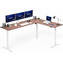 VIVO Dark Walnut 84 x 63 in Corner Standing Desk, DESK-E3CTWD-84