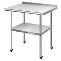 VIVOHOME 24 x 30 Inch Stainless Steel Work Table with Backsplash and Wheels