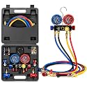 VIVOHOME 4 Way HVAC Gauges with R134a R1234yf Quick Couplers and Can Taps