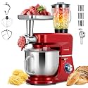 VIVOHOME 6-in-1 Stand Mixer, 8.5-Quart Tilt-Head Mixer, 10 Speeds, Red