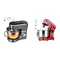 VIVOHOME Stand Mixer with Fermentation, One-Touch Presets, and 6 Qt Bowl, Gray, and VIVOHOME 660W 10 Speed 6 Quart Stand Mixer with Beater, Dough Hook, Wire Whip and Egg Separator, Red