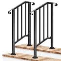 VIVOSUN 2-Step Railing 26"x36" 2 Pack Wrought Iron with Curved &amp; Balusters