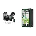 VIVOSUN Smart Air Filtration T4 Kit 4" and S336 3x3 Grow Tent, 36"x36"x72" High Reflective Mylar with Observation Window and Floor Tray for Hydroponics Indoor Plant