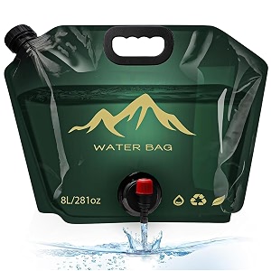 vivue 8 liter collapsible emergency water storage bag with tap for camping bpa free plastic water carrier tank foldable water jug container bag for travel hikingdesert survivaloutdoor adventure