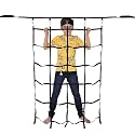 VIXERA Hanging Square Ladder for Kids | Rope Ladder for Kids for Physical Activity | Tunnel Ladder Kids for Outdoor | Durable Hanging 4-Side Ladder Kids Made of Natural Wood (Yellow)