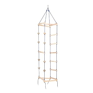 vixera hanging square ladder for kids  rope ladder for kids for physical activity  tunnel ladder kids for outdoor  durable hanging 4-side ladder kids made of natural wood blue