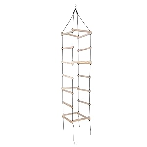 vixera hanging square ladder for kids  rope ladder for kids for physical activity  tunnel ladder kids for outdoor  durable hanging 4-side ladder kids made of natural wood m