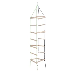 vixera hanging square ladder for kids  rope ladder for kids for physical activity  tunnel ladder kids for outdoor  durable hanging 4-side ladder kids made of natural wood k