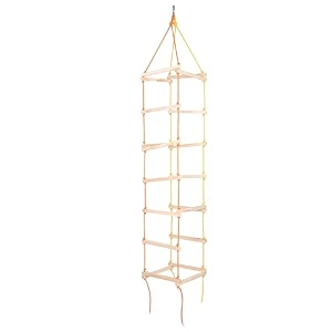 vixera hanging square ladder for kids  rope ladder for kids for physical activity  tunnel ladder kids for outdoor  durable hanging 4-side ladder kids made of natural wood j
