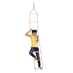 vixera rope climbing ladder indooroutdoor for kids - ninja kid for 4 to 10 years orange