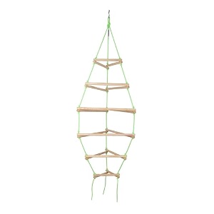 vixera triangular rope ladder for 4 to 10 year old kids to develop wooden ladder for kids rope climbing ladder for physical activity gross motor skills strengthening indoor outdoor activity green