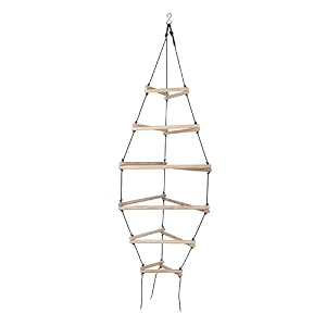 vixera triangular rope ladder for 4 to 10 year old kids to develop wooden ladder for kids rope climbing ladder for physical activity gross motor skills strengthening indoor outdoor activity blue