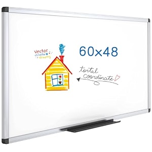 viz-pro large magnetic whiteboard with silver aluminium frame 150 x 120 cm