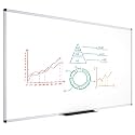 VIZ-PRO Large Magnetic Whiteboard with Silver Aluminium Frame, 180 x 120 cm