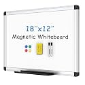 VIZ-PRO Magnetic Whiteboard/Dry Erase Board, 18 X 12 Inches, Includes 1 Eraser &amp; 2 Markers &amp; 4 Magnets
