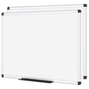 viz-pro magnetic whiteboard with silver aluminium frame 90x60 cm 2 pack