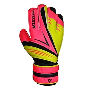 vizari avio fp soccer goalkeeper glove  for kids and adults pink  yellow size 4