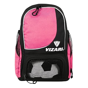 vizari solano soccer backpack with ball compartment and vented ball pocket and mesh side cargo pockets for adults and teens