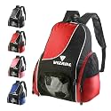 Vizari Solano Soccer Backpack With Ball Compartment and Vented Ball Pocket and Mesh Side Cargo Pockets for Adults and Teens(Red)