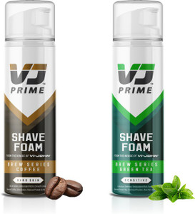 vjprime shave foam - brew series coffee with brew series green tea pack of 2_200 g 200 g
