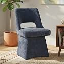 VKNOW Upholstered Swivel Dining Chair with Curved Open Back