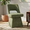 VKNOW Upholstered Swivel Dining Chair with Curved Open Back