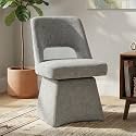 VKNOW Upholstered Swivel Dining Chair with Curved Open Back
