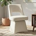 VKNOW Upholstered Swivel Dining Chair with Curved Open Back