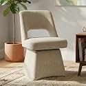 VKNOW Upholstered Swivel Dining Chair with Curved Open Back
