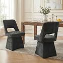 VKNOW Upholstered Swivel Dining Chairs Set of 2 with Curved Open Back