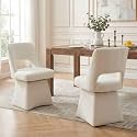 VKNOW Upholstered Swivel Dining Chairs Set of 2 with Curved Open Back