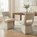 VKNOW Upholstered Swivel Dining Chairs Set of 2 with Curved Open Back