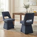 VKNOW Upholstered Swivel Dining Chairs Set of 2 with Curved Open Back
