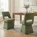 VKNOW Upholstered Swivel Dining Chairs Set of 2 with Curved Open Back