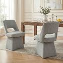 VKNOW Upholstered Swivel Dining Chairs Set of 2 with Curved Open Back
