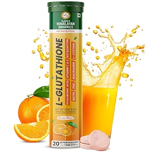 vlado39s himalayan organics japanese reduced l glutathione effervescent tablets 1150mg with hyaluronic acid  niacinamide biotin vitamin c e  astaxanthin l cysteine - for anti-pigmentation skin lightening detoxification pigmentationamp tan removal  skin glow supplement - 20 effervescent tablet  pack of 1 